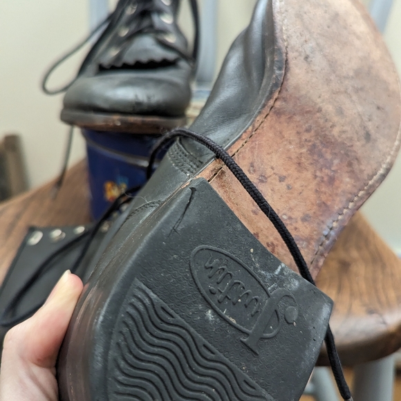 Vintage Justin's 506 Black Lace Up Leather Boots size 9 1/2 - Picture 5 of 8